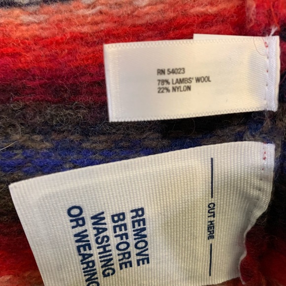 GAP DARK NAVY V-NECK AZTEC BOHO LAMBSWOOL BLEND LS CARDIGAN SWEATER - Picture 12 of 16